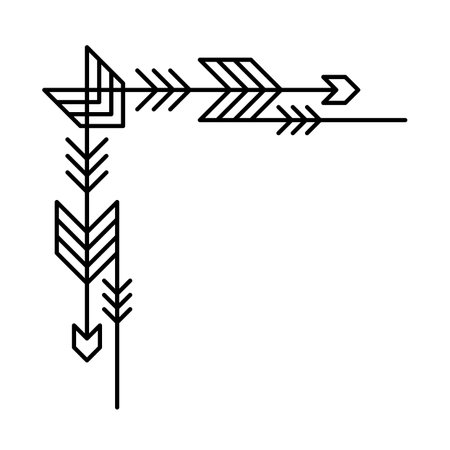 Line geometric corner. Tribal ethnic decorative linear element. Classic design for decoration.のイラスト素材