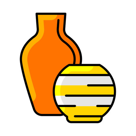 Decorative vases icon. Home decor element thin line illustration. House decoration for design.のイラスト素材