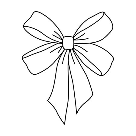 Satin bow illustration. Ribbon with knot for gift card and design. Decorative image.のイラスト素材