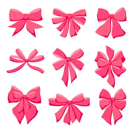 Satin bow illustration. Ribbon with knot for gift card and design. Decorative image.のイラスト素材