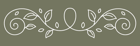 Floral curling element. Decorative nature swirling divider with leaves. Classic design for decoration.のイラスト素材