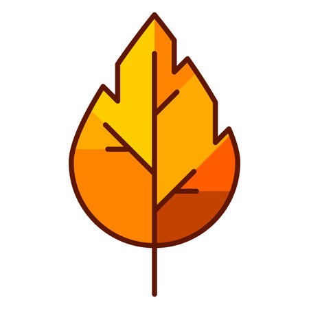 Illustration of autumn leaf. Decorative falling foliage. Beautiful plant in line art style.のイラスト素材