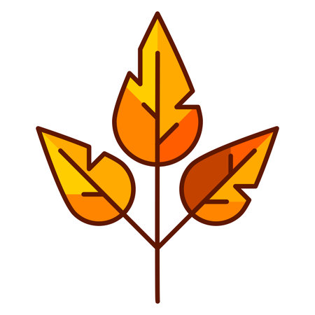 Illustration of autumn leaf. Decorative falling foliage. Beautiful plant in line art style.のイラスト素材