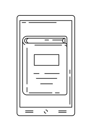 Smartphone with book. Digital library concept.のイラスト素材