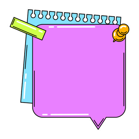 Paper note with pin. Frame or background for reminder.のイラスト素材
