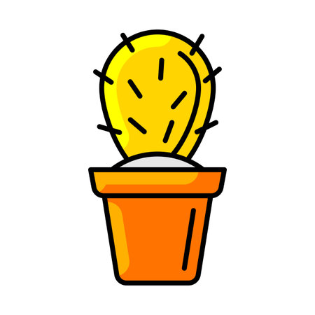 Potted cactus icon. Home decor element thin line illustration.のイラスト素材