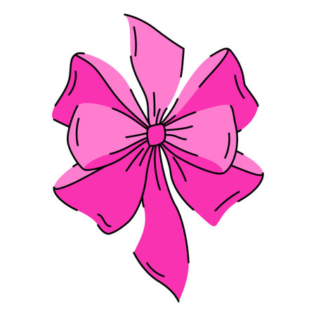 Satin bow illustration. Ribbon with knot for gift card and design.のイラスト素材