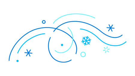 Winter linear element. Holiday filigree border with snowflakes.のイラスト素材