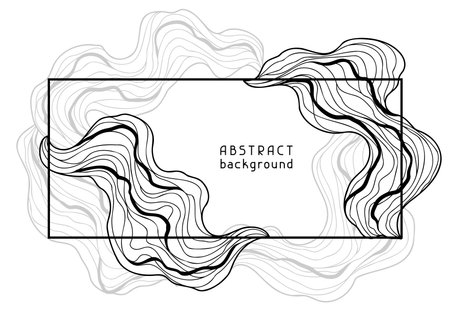 Frame with wave elements. Abstract card with linear curls.のイラスト素材