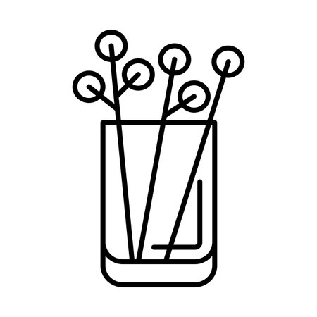 Vase with flowers icon. Home decor element thin line illustration.のイラスト素材