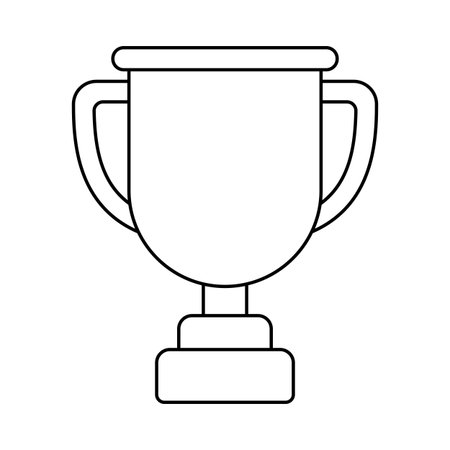 Gold cup on stand. Game award for the winners. Illustration of prize for sports competitions.のイラスト素材