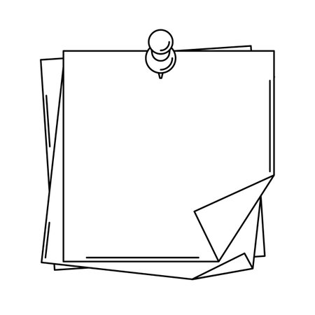 Paper note with pin. Frame or background for reminder.のイラスト素材