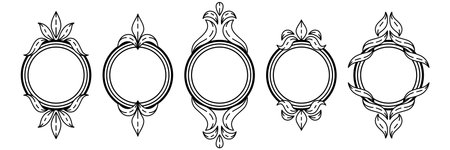 Set of frames in baroque style. Decorative curling plant.のイラスト素材