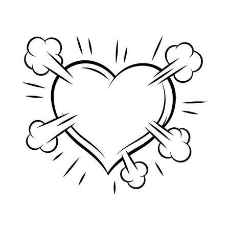 Valentine cartoon heart. Romantic speech bubble in comic style. Love greeting card.のイラスト素材