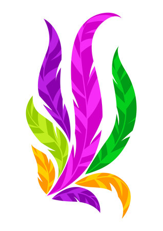 Mardi Gras colorful feathers. Carnival illustration for traditional holiday or festival.のイラスト素材