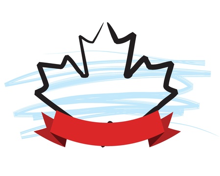 Maple Leaf Winter Themed Crest with Banner for Name or Title.のイラスト素材