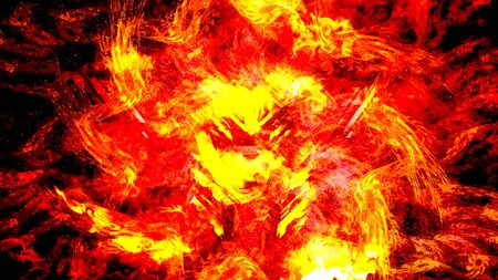 Abstract Bright Red and Yellow Rotating Star with Pulsating Core - Abstract Background Textureの写真素材