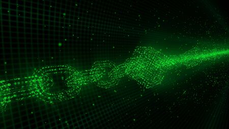 Blockchain Network Security Concept Binary Particle Wide Angle Shot - Abstract Background Textureの写真素材