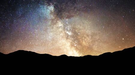Bright Shining Stars in Night Sky and Milky Way Galaxy Time Lapse - Abstract Background Textureの写真素材