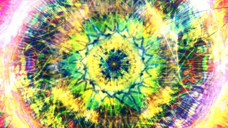 Colorful Rotating Kaleidoscope - Abstract Background Textureの写真素材