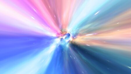Fly through Wormhole Hyperspace Vortex Tunnel in Deep Space Galaxy Stars - Abstract Background Textureの写真素材