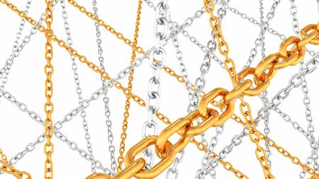 Silver and Gold Beautiful Jewelry Luxury Metal Chains Sparkle - Abstract Background Textureの写真素材