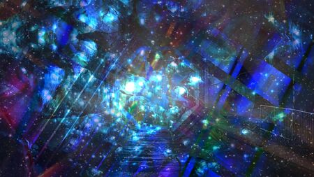 Vibrant Glowing Blobs Falling Slowly in Outer Space with Rising Dust - Abstract Background Textureの写真素材