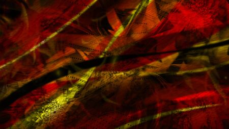 Warm Colored Wavy Lines and Swirling Zooming Abstract Flowers - Abstract Background Textureの写真素材