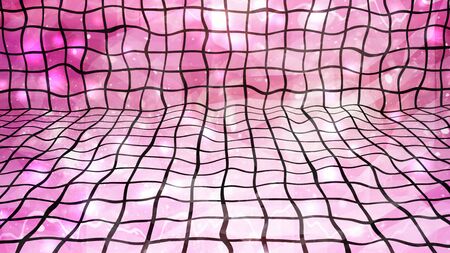 Warped Pink Tiles with Bright Falling Particles - Abstract Background Textureの写真素材