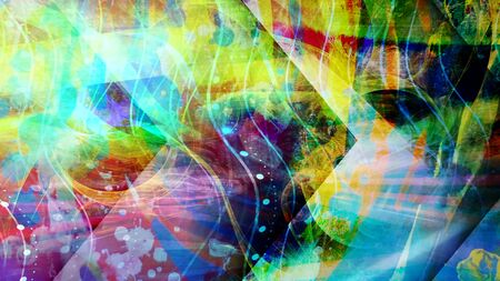 Wavy Colorful Abstract Art Painting - Abstract Background Textureの写真素材