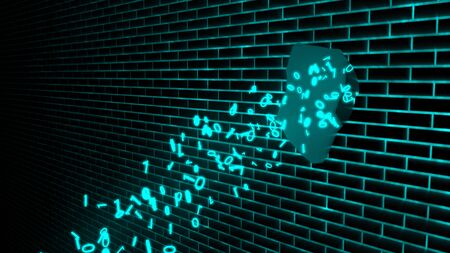 Data Breach Leak Security Concept with Binary Information Flowing - Abstract Background Textureの写真素材
