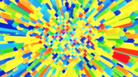 Multicolored Cel Shaded Toon Cube Field Randomly Moving Up and Down - Abstract Background Textureの写真素材