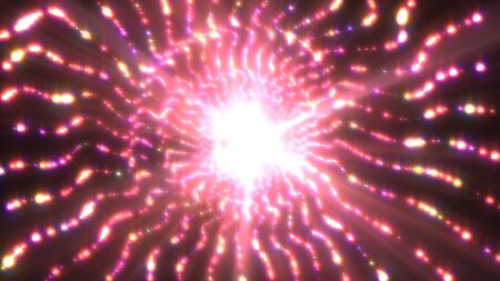 Beautiful Glowing Pink Tunnel of Sparkling Shiny Light Particles - Abstract Background Textureの写真素材