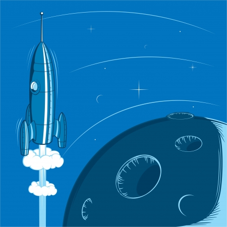 Deep space retro rocketのイラスト素材