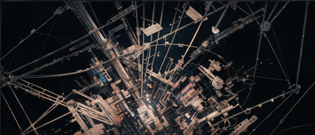 Abstract 3D rendering of technology concept. High-tech connection structure.の素材