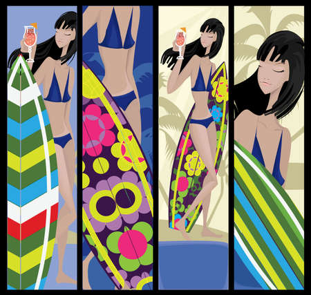 Surf bannersのイラスト素材