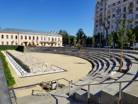 Fragment of the wall of the White City in Moscowの写真素材