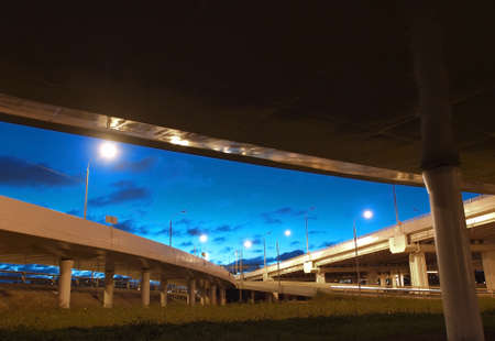 Large transport hub in the morning on a background of blue sky      の写真素材