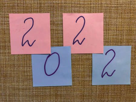 A beautiful Christmas picture with the numbers of the new year 2022. Close-up.の写真素材