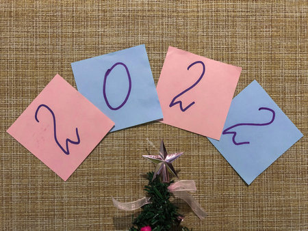 A beautiful Christmas picture with the numbers of the new year 2022. Close-up.