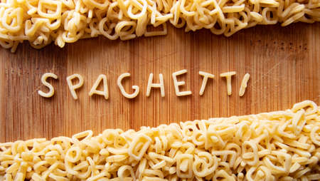 Light raw pasta close-up. The concept of Italian cuisine.の写真素材