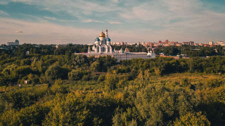 Nikolo-Ugresh Monastery from a bird's-eye view. The greatness of Orthodox architecture.の写真素材
