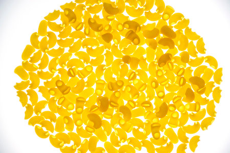 Paste in the form of horns on a white background on the lumen. The concept of healthy food.の写真素材