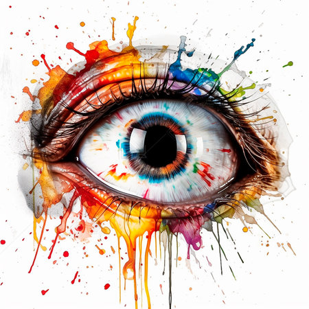 The human eye is painted in the style of graffiti. The illustration was created by AI.の素材