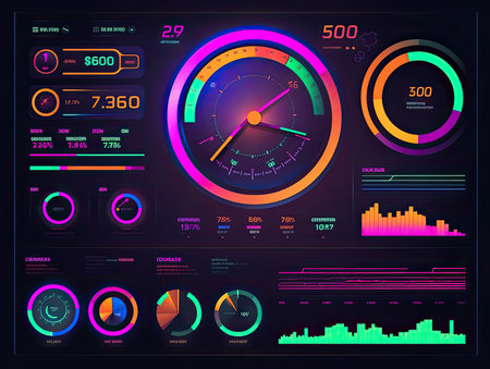 Futuristic touch screen application user interface framework. Generated by AI.の素材