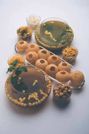Pani Puri OR Golgappa is a popular Indian Chat menu, selective focusの写真素材