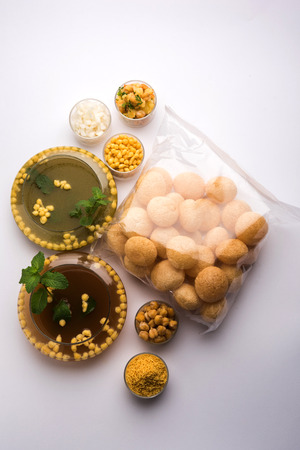 Pani Puri OR Golgappa is a popular Indian Chat menu, selective focusの写真素材