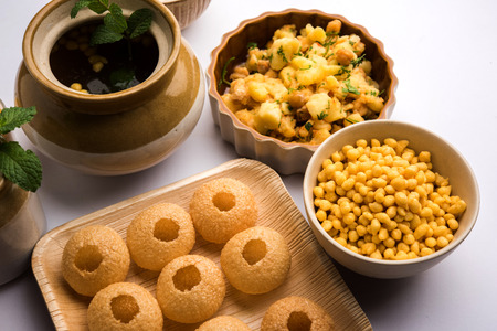 Pani Puri OR Golgappa is a popular Indian Chat menu, selective focusの写真素材