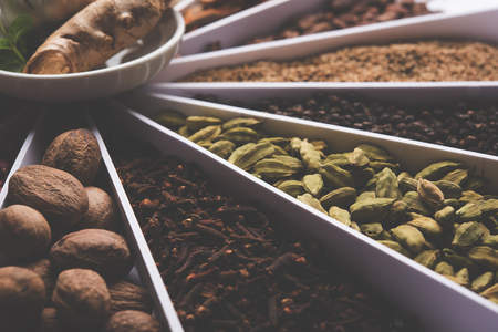 Rai or raw Mustard with sauce, powder and oil, over moody background. Selective focusの写真素材