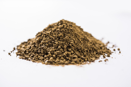 Indian ayurvedic Triphala churan or trifala powder is an ancient medicine for bowel movement or indigestion problems. Selective focusの写真素材